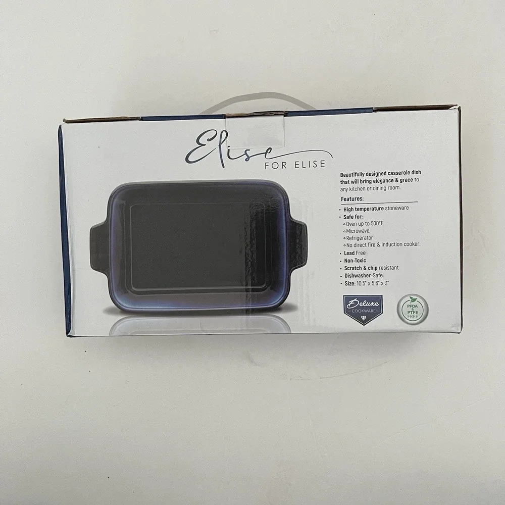 Elise for Elise Stoneware Loaf Dish Navy Blue Casserole Pan Oven Safe 500F‎ New